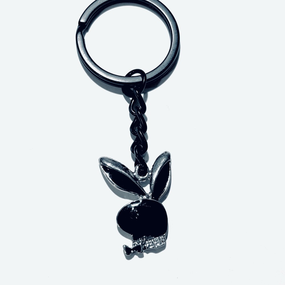 Black and Silver Playboy Bunny Keychain